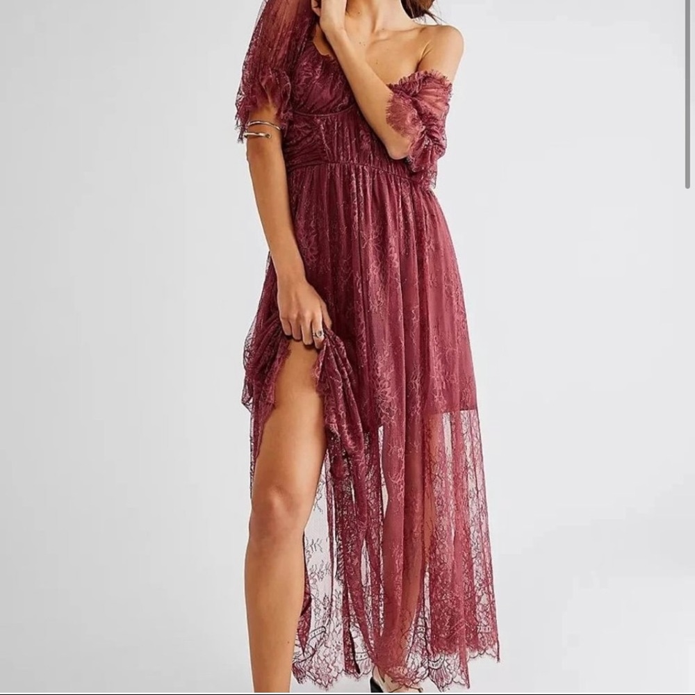 FREE PEOPLE DEAR JANE LACE MIDI DRESS - Picture 8 of 11